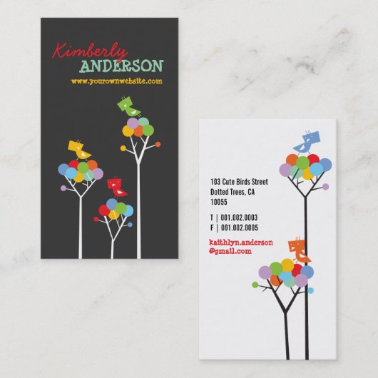Kleurrijke regenboogbomen en Stippen met een tweet Visitekaartje (Voorkant / Achterkant)