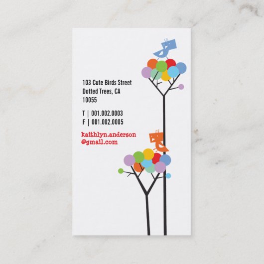 Kleurrijke regenboogbomen en Stippen met een tweet Visitekaartje (Achterkant)