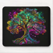 Kleurrijke regenboogbomen Vuurwerken Modern Kunstw Muismat (Voorkant)