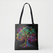 Kleurrijke regenboogbomen Vuurwerken Modern Kunstw Tote Bag (Voorkant)