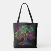 Kleurrijke regenboogbomen Vuurwerken Modern Kunstw Tote Bag (Achterkant)