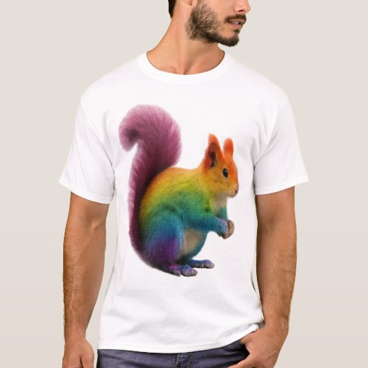Kleurrijke regenboogbont eekhoorn Sticker T-shirt (Voorkant)