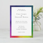 Kleurrijke regenboogbruiloft Uitnodiging wit (Staand voorkant)