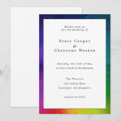 Kleurrijke regenboogbruiloft Uitnodiging wit (Voorkant / Achterkant)