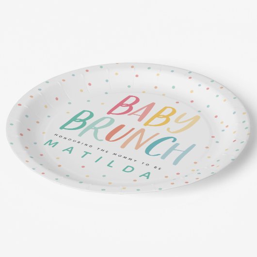 Kleurrijke regenboogbrunch papieren bordje (Gekanteld)