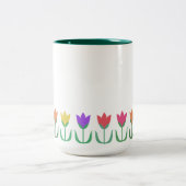 Kleurrijke regenboogbuizen, lentbloemen tweekleurige koffiemok (Center)