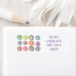 Kleurrijke regenboogcirkels kunst aquarel etiket