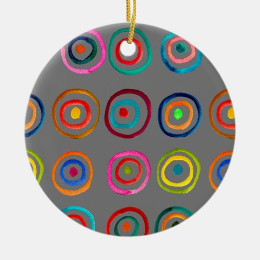 Kleurrijke regenboogcirkels kunst aquarel keramisch ornament (Voorkant)