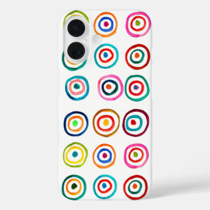 Kleurrijke regenboogcirkels kunst waterverf iPhone 16 hoesje