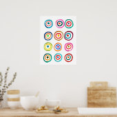 Kleurrijke regenboogcirkels kunst waterverf poster (Keuken)