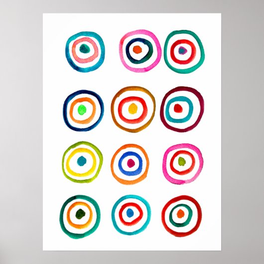Kleurrijke regenboogcirkels kunst waterverf poster (Voorkant)