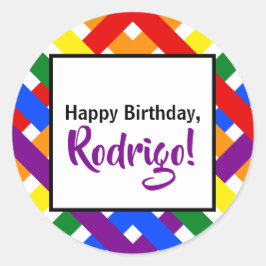 Kleurrijke regenboogcrisis - Kruisstrips van afgel Ronde Sticker