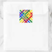 Kleurrijke regenboogdiagonaal Stripes Naam Sjabloo Vierkante Sticker (Tas)