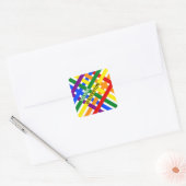 Kleurrijke regenboogdiagonaal Stripes Naam Sjabloo Vierkante Sticker (Envelop)