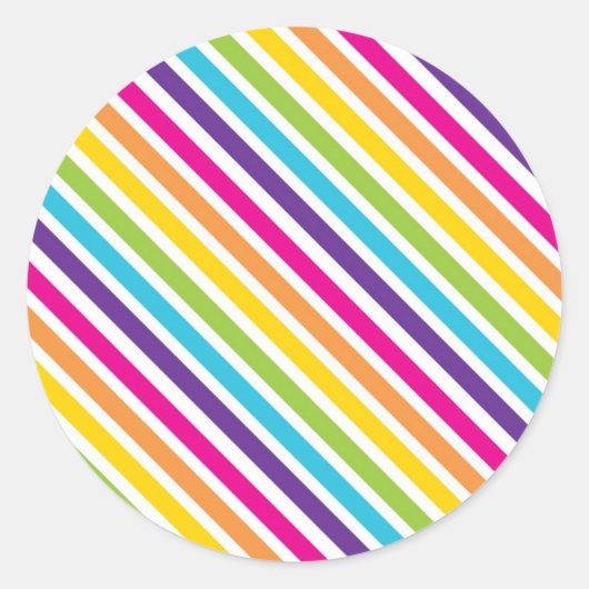 Kleurrijke regenboogdiagonale strepes voor Tieners Ronde Sticker (Voorkant)