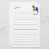 Kleurrijke regenboogdruppelaar Natte verf Paard Briefpapier (Voorkant / Achterkant)