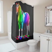 Kleurrijke regenboogdruppelaar Natte verf Paard Douchegordijn (In situ)