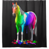 Kleurrijke regenboogdruppelaar Natte verf Paard Douchegordijn (Voorkant)