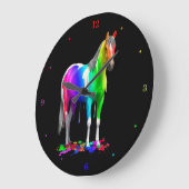 Kleurrijke regenboogdruppelaar Natte verf Paard Grote Klok (Hoek)
