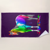 Kleurrijke regenboogdruppelaar Natte verf Paard Strandlaken (Voorkant)