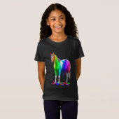 Kleurrijke regenboogdruppelaar Natte verf Paard T-shirt (Voorkant volledig)