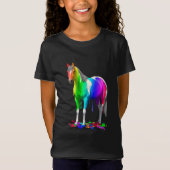 Kleurrijke regenboogdruppelaar Natte verf Paard T-shirt (Voorkant)
