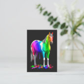 Kleurrijke regenboogdruppelaar Natte verf Paard Visitekaartje (Staand voorkant)