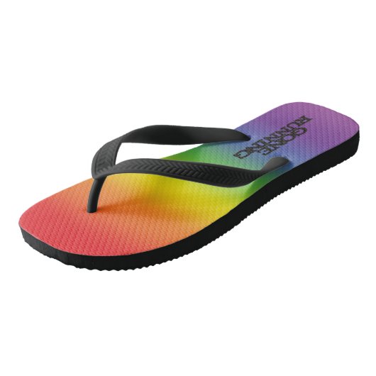 Kleurrijke regenboogeffectgewijze tekst teenslippers (Schuin)