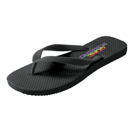 Kleurrijke regenboogeffectgewijze tekst teenslippers (Schuin)