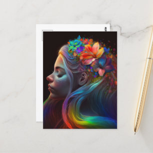Kleurrijke regenboogfee briefkaart