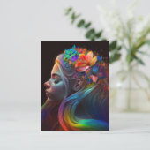 Kleurrijke regenboogfee briefkaart (Staand voorkant)