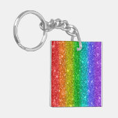 kleurrijke regenboogglitter sleutelhanger (Voorkant Links)