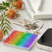 kleurrijke regenboogglitter sleutelhanger (Voorkant Rechts)