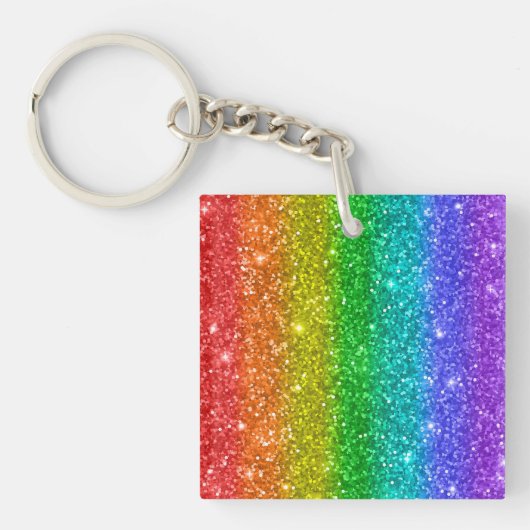 kleurrijke regenboogglitter sleutelhanger (Voorkant)