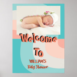 Kleurrijke Regenbooggolf Abstract Baby Shower Poster