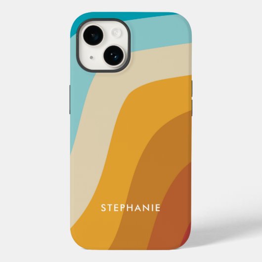 Kleurrijke regenbooggolven gepersonaliseerd Case-Mate iPhone case (Achterkant)