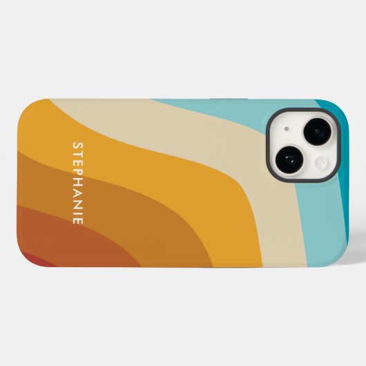 Kleurrijke regenbooggolven gepersonaliseerd Case-Mate iPhone case (Achterkant (horizontaal))