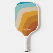 Kleurrijke  regenbooggolven gepersonaliseerd pickleball paddle (Achterkant)