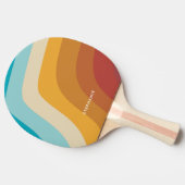 Kleurrijke  regenbooggolven gepersonaliseerd tafeltennisbatje (Zijkant)