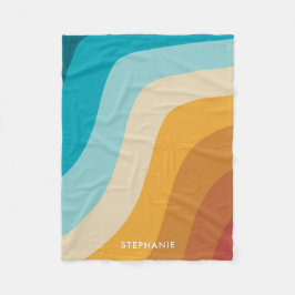 Kleurrijke regenbooggolven van Retro, gepersonalis Fleece Deken