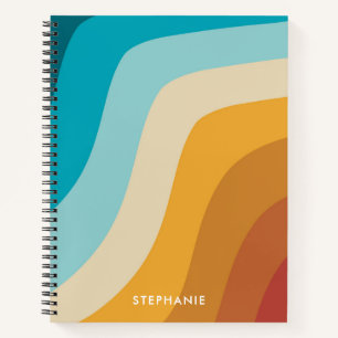 Kleurrijke regenbooggolven van Retro, gepersonalis Notitieboek