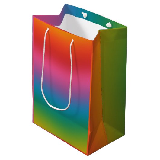 Kleurrijke regenbooggradiënt medium cadeauzakje (Voorkant Gekanteld)