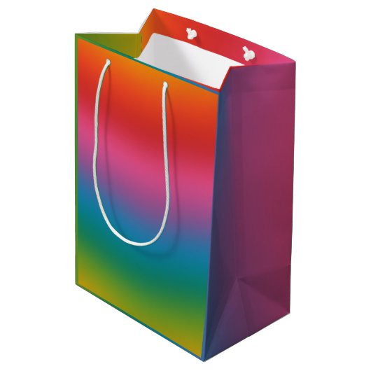 Kleurrijke regenbooggradiënt medium cadeauzakje (Achterkant Gekanteld)
