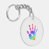 Kleurrijke regenbooghanddruk Kinder Sleutelhanger (Voorkant Links)