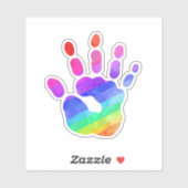 Kleurrijke regenbooghanddruk: liefdesartiesten sticker (Vel)
