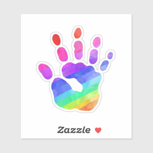 Kleurrijke regenbooghanddruk: liefdesartiesten sticker (Vel)