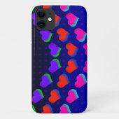 Kleurrijke regenboogharten op Black Cartoon Patter Case-Mate iPhone Case (Achterkant)