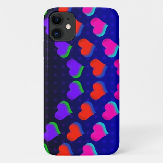 Kleurrijke regenboogharten op Black Cartoon Patter Case-Mate iPhone Case (Achterkant)