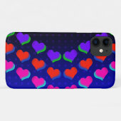 Kleurrijke regenboogharten op Black Cartoon Patter Case-Mate iPhone Case (Achterkant (horizontaal))