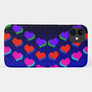 Kleurrijke regenboogharten op Black Cartoon Patter Case-Mate iPhone Case